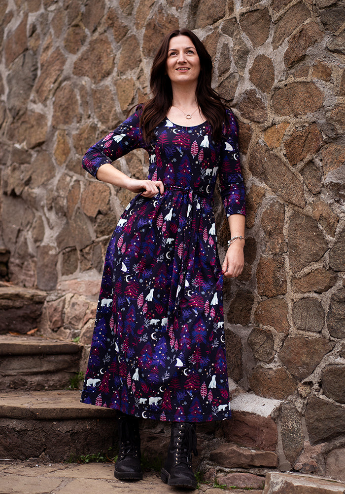 Spirit Polar Bear Print Cotton Midaxi Dress