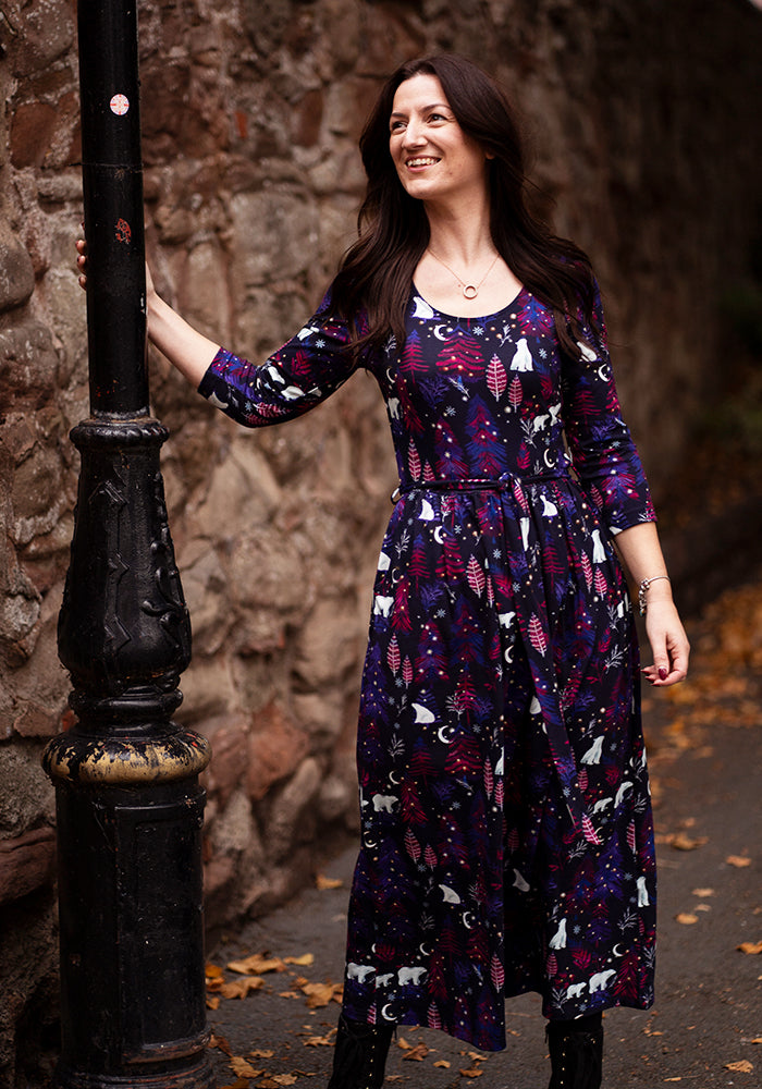 Spirit Polar Bear Print Cotton Midaxi Dress