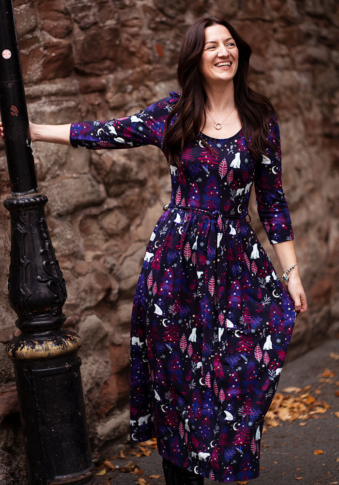 Spirit Polar Bear Print Cotton Midaxi Dress