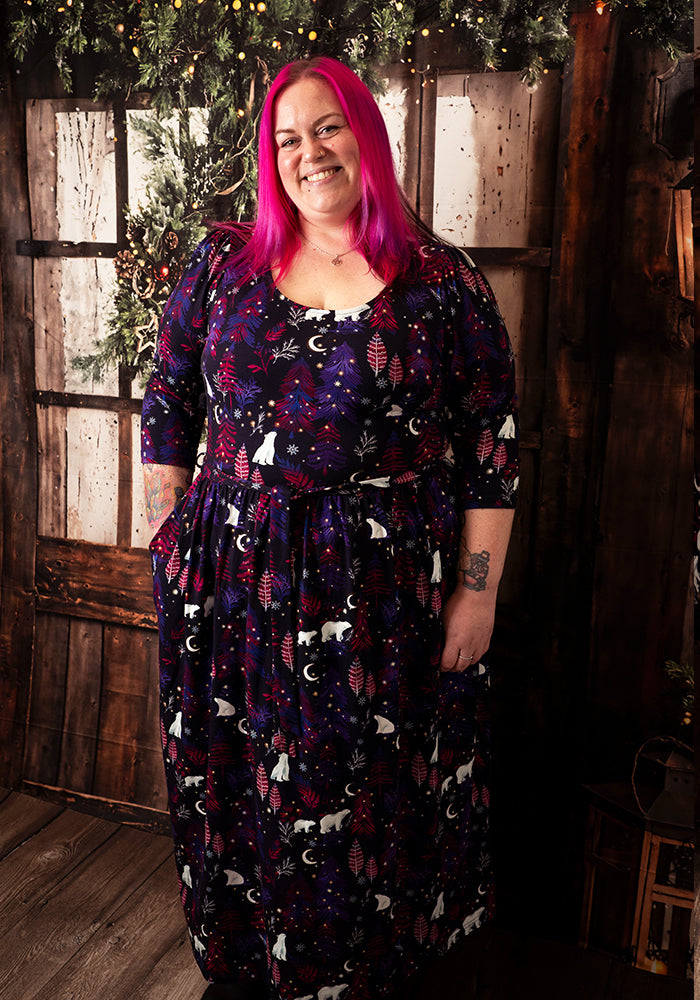 Spirit Polar Bear Print Cotton Midaxi Dress