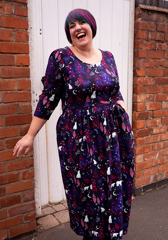 Spirit Polar Bear Print Cotton Midaxi Dress