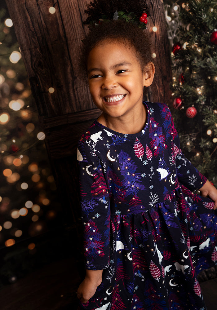 Children's Polar Bear Print Cotton Dress (Spirit)