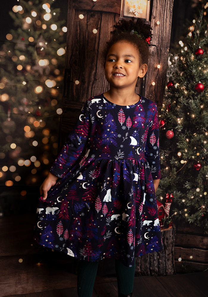 Children's Polar Bear Print Cotton Dress (Spirit)