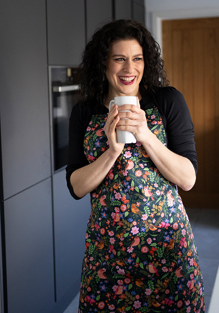 Seventh angle of Spring Bird Print Popsy Apron
