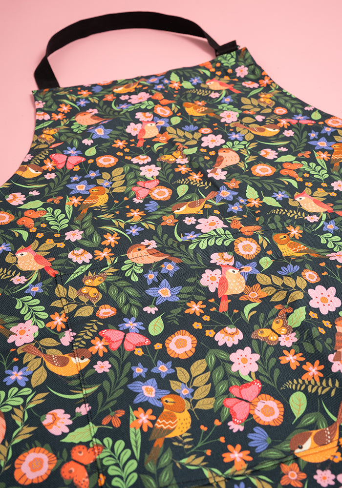 Sixth angle of Spring Bird Print Popsy Apron