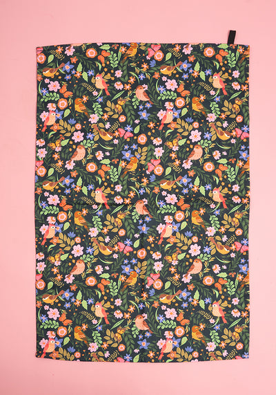 Spring Bird Print Popsy Tea Towel