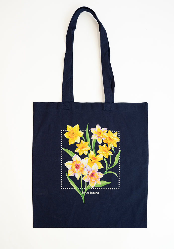 Front view of Spring Blooms Cotton Canvas Bag - Women&