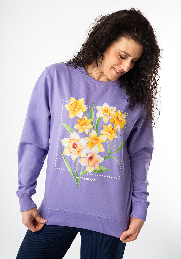 Second angle of Spring Blooms Sweatshirt (Lavender)