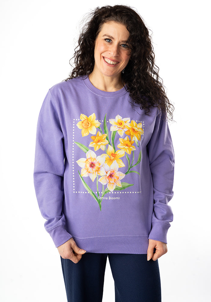 Fourth angle of Spring Blooms Sweatshirt (Lavender)