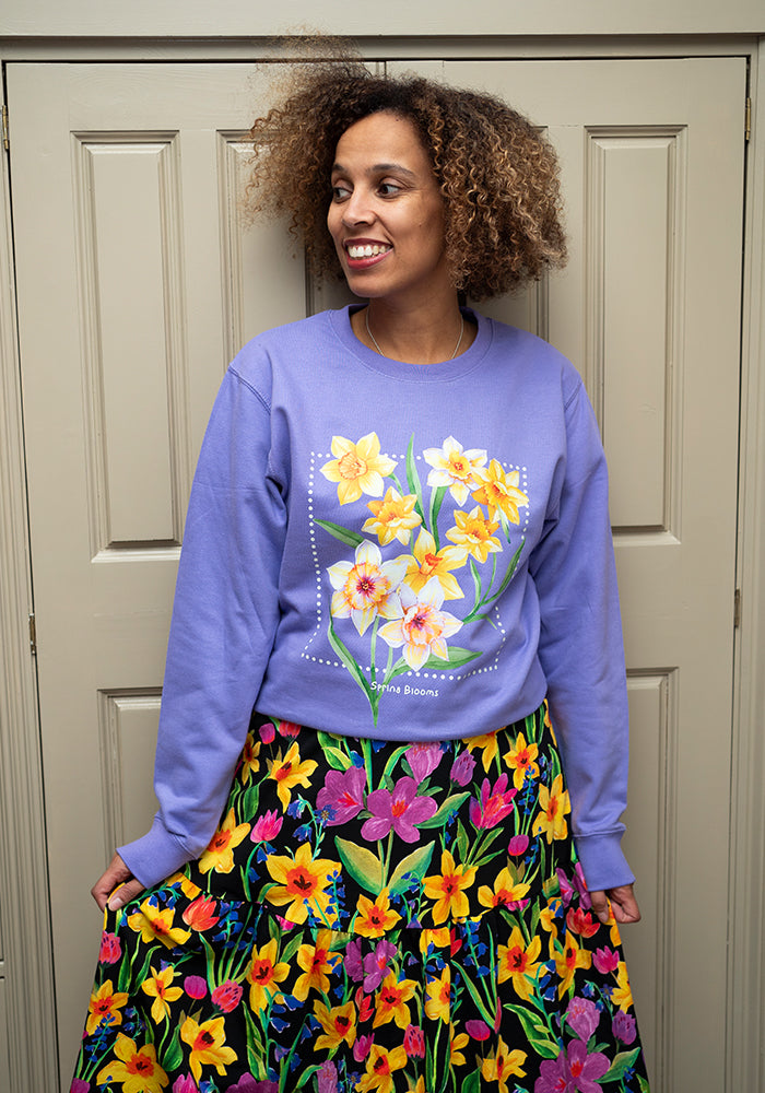 Seventh angle of Spring Blooms Sweatshirt (Lavender)