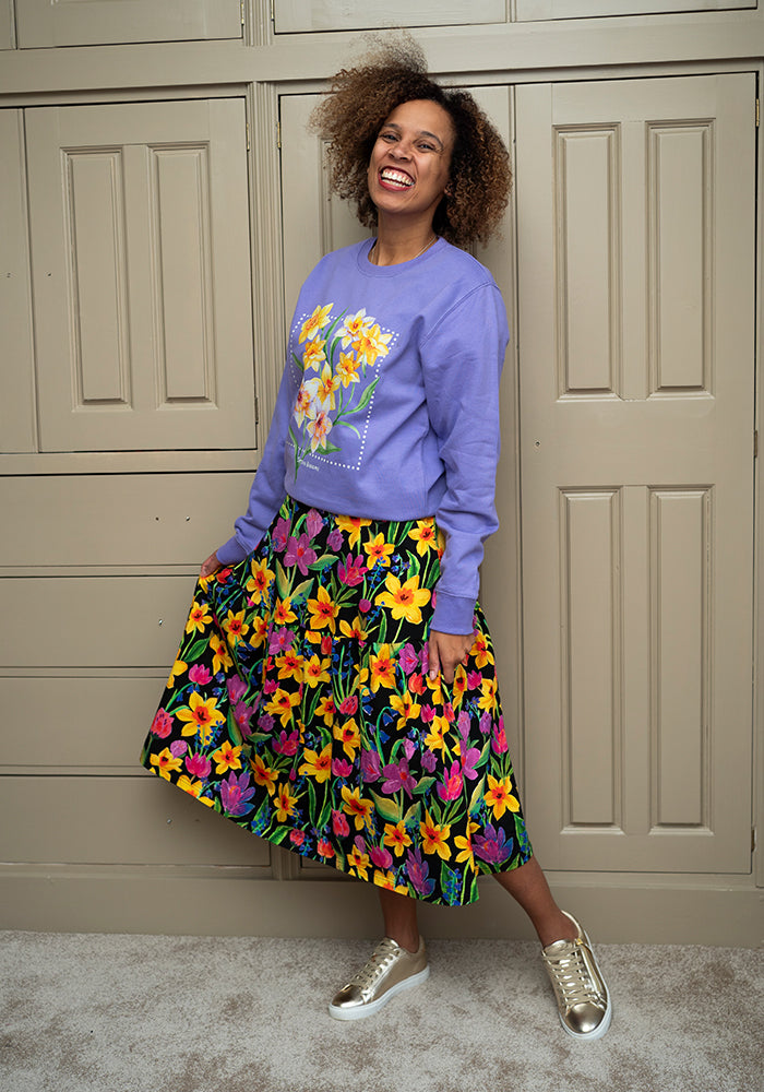 Sixth angle of Spring Blooms Sweatshirt (Lavender)