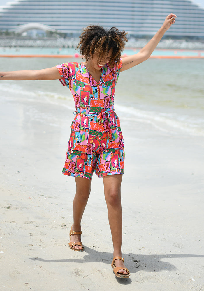 Lani Jungle Patchwork Print Playsuit