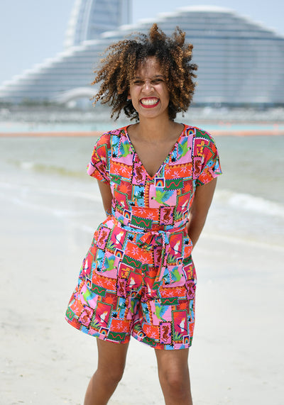 Lani Jungle Patchwork Print Playsuit