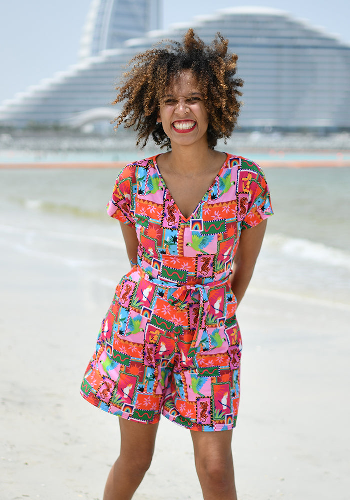 Lani Jungle Patchwork Print Playsuit