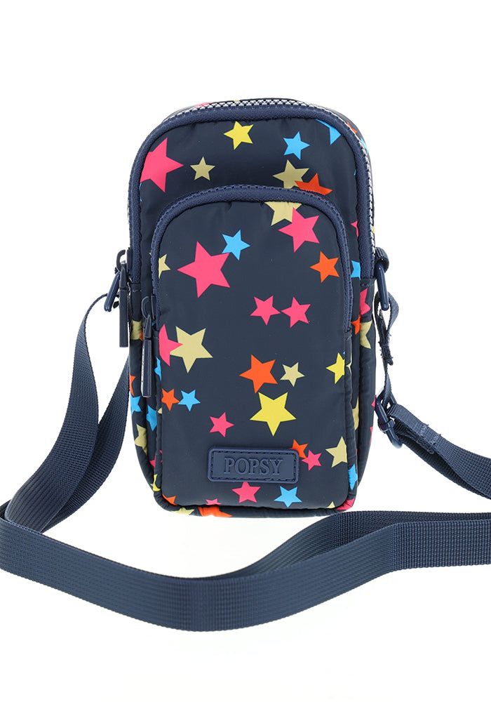 Navy Stars Print Phone Pocket Bag