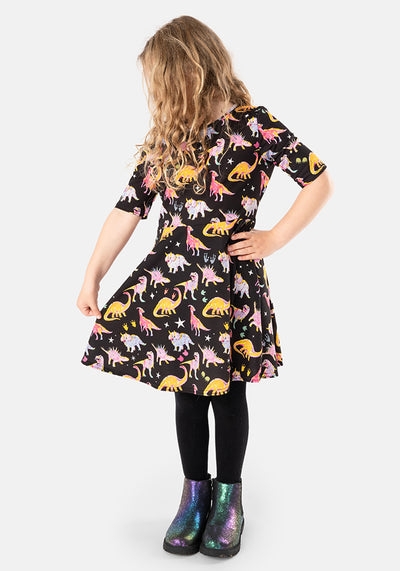 Children's Cosmic Dinosaur Dress (Starossaurus)