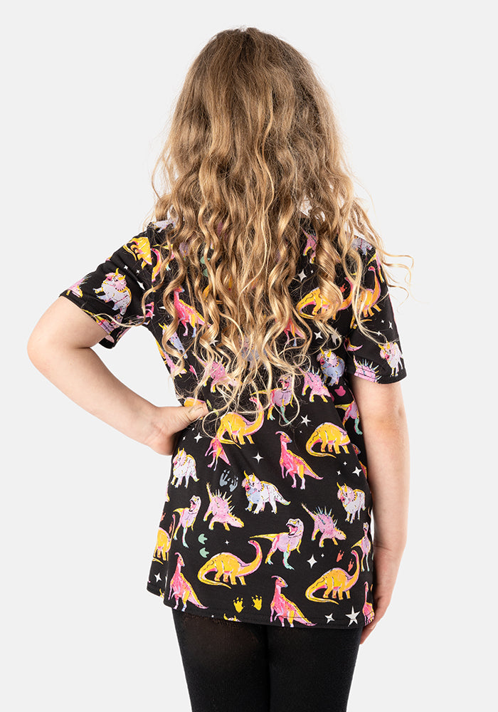 Cosmic Dinosaur Print Children's T-Shirt (Starossaurus)