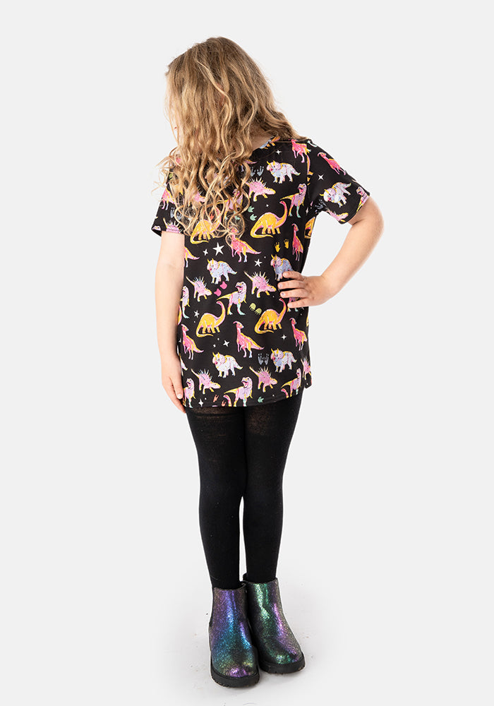 Cosmic Dinosaur Print Children's T-Shirt (Starossaurus)
