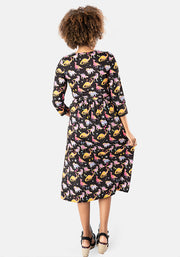 Starossaurus Cosmic Dinosaur Print Midi Dress