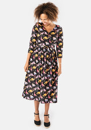 Starossaurus Cosmic Dinosaur Print Midi Dress
