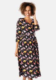 Starossaurus Cosmic Dinosaur Print Midi Dress