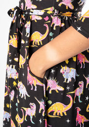 Starossaurus Cosmic Dinosaur Print Midi Dress