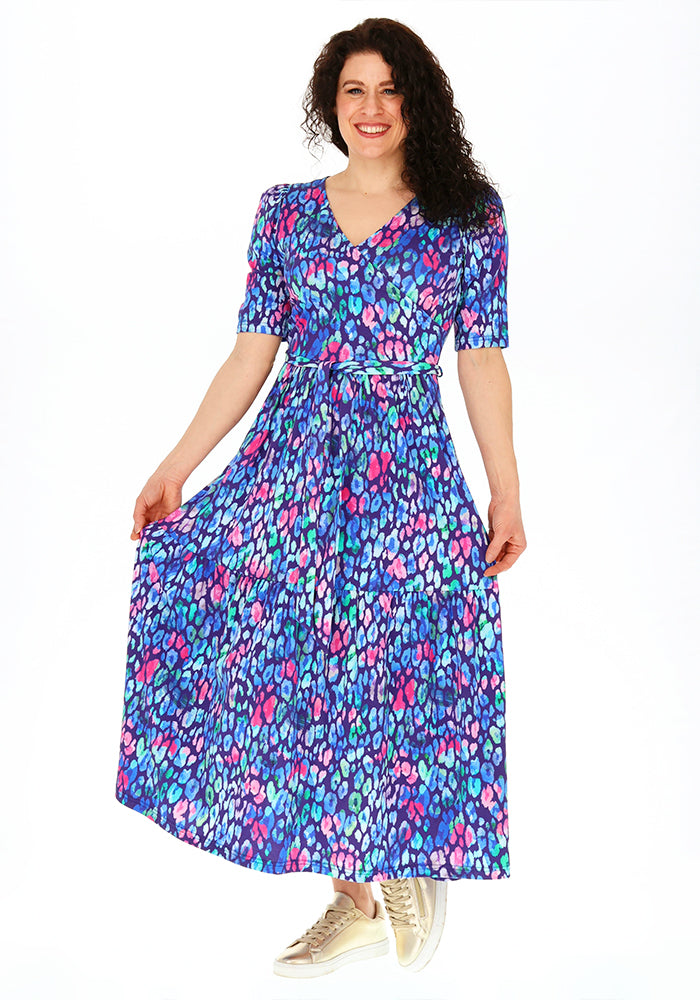 Third angle of Steen Ombre Animal Print Summer Cotton Midaxi Dress