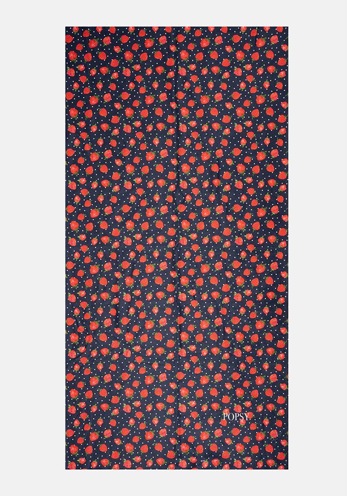Front view of Large Strawberries Print Towel