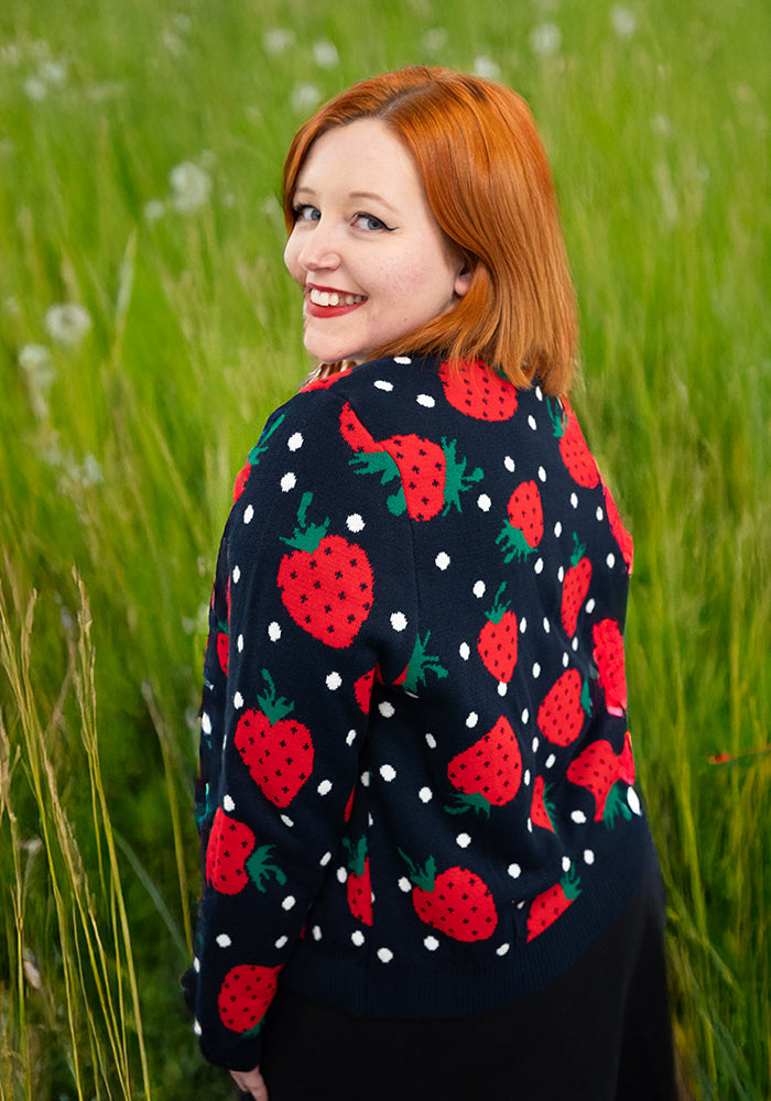 Fourth angle of Strawberry Knit Cardigan