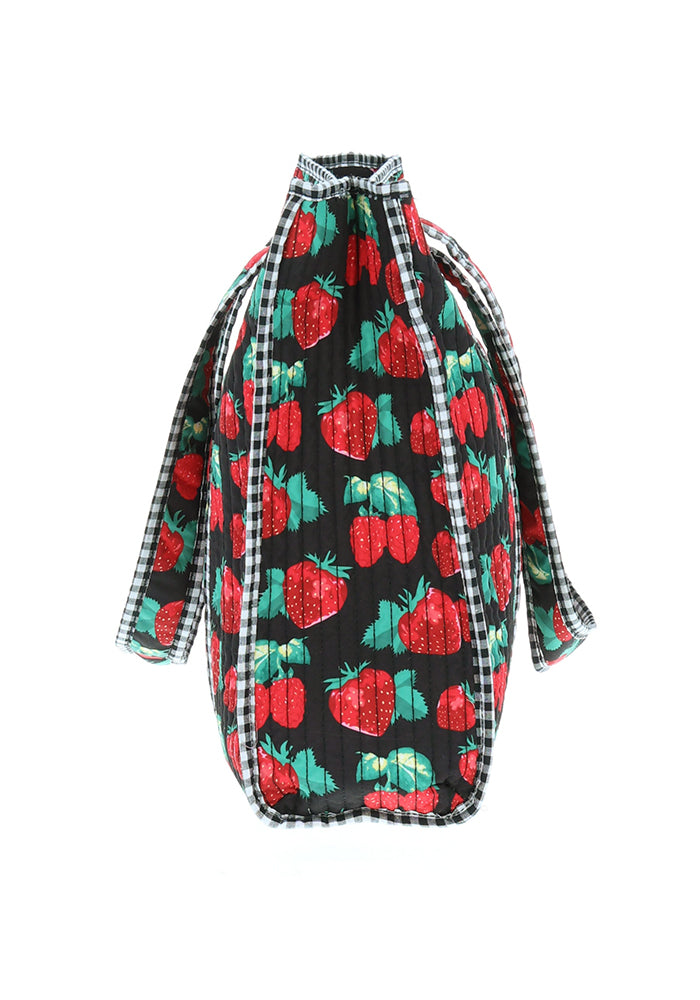 Fourth angle of Strawberry Print Quilted Tote Bag, strawberry Print Quilted Tote Bag Fun, practical and impossible to miss.