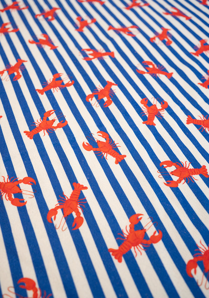 Fifth angle of Stripe Lobster Print Jumbo Bath Sheet, a fun beach inspired print jumbo bath sheet.