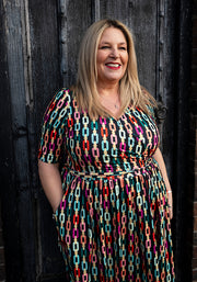 Suki Geometric Chain Print Midi Dress