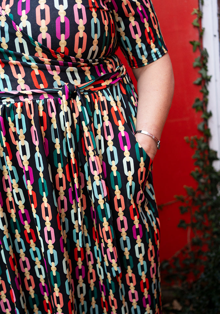 Suki Geometric Chain Print Midi Dress