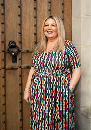 Suki Geometric Chain Print Midi Dress