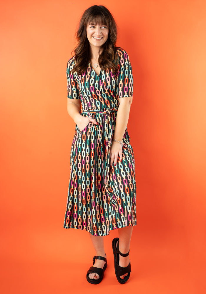 Suki Geometric Chain Print Midi Dress