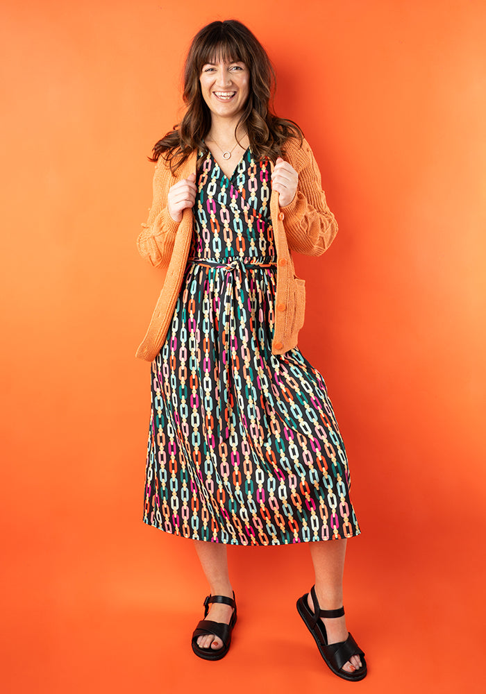 Suki Geometric Chain Print Midi Dress