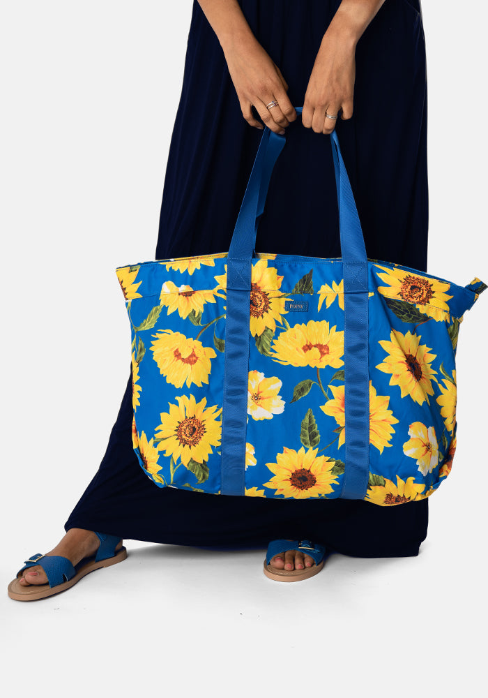 Sunflower Print Beach Bag