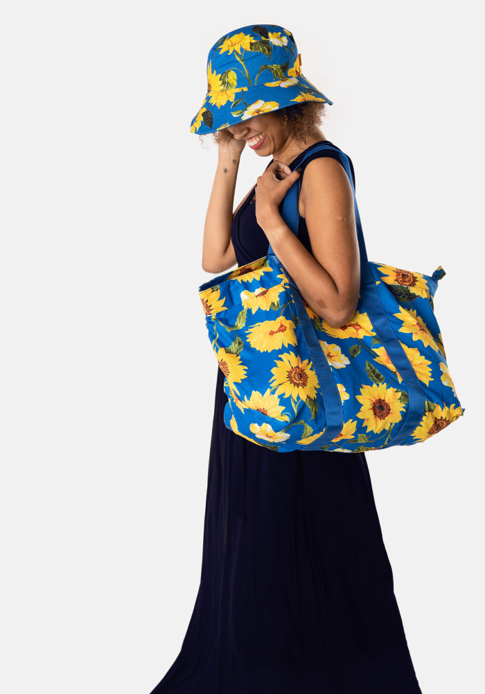 Sunflower Print Beach Bag