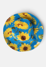 Blue Sunflower Print Bucket Hat