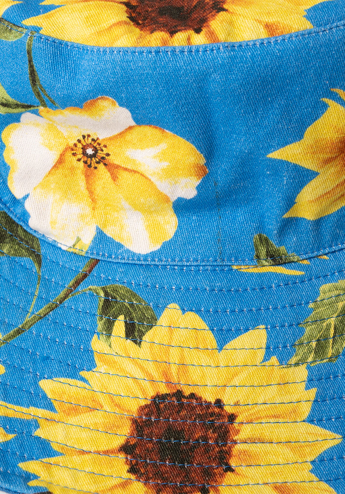 Blue Sunflower Print Bucket Hat