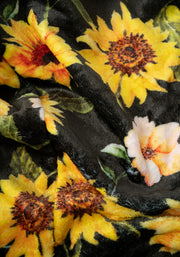 Black Sunflower Print Dressing Gown