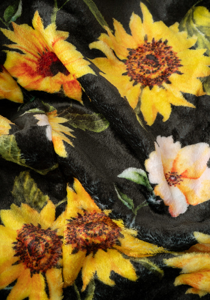 Black Sunflower Print Dressing Gown