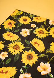 Black Sunflower Print Popsy Tea Towel