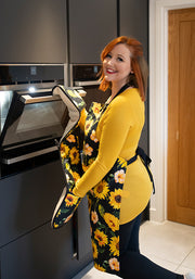 Black Sunflower Print Popsy Apron