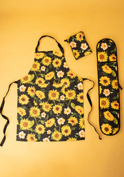 Black Sunflower Print Popsy Tea Towel