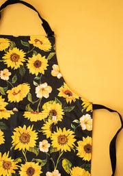 Black Sunflower Print Popsy Apron