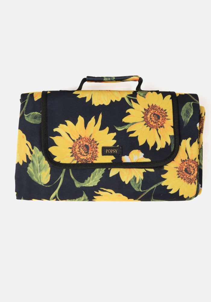 Sunflower Print Foldable Popsy Picnic Blanket