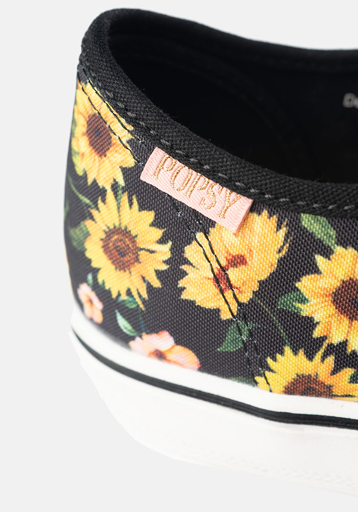 Sunflower Print Canvas Pumps