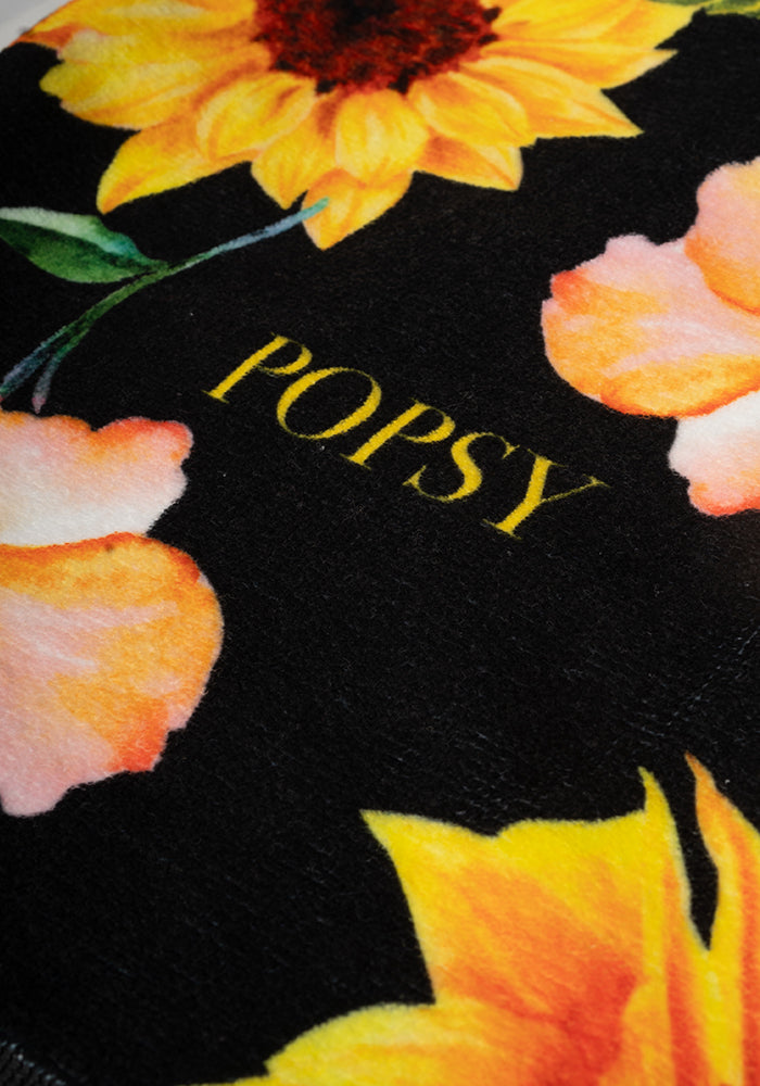 Second angle of Black Sunflower Print Jumbo Bath Sheet