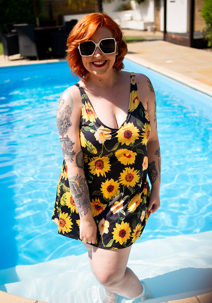 Fifth angle of Sunflower Print Skirted Swimsuit